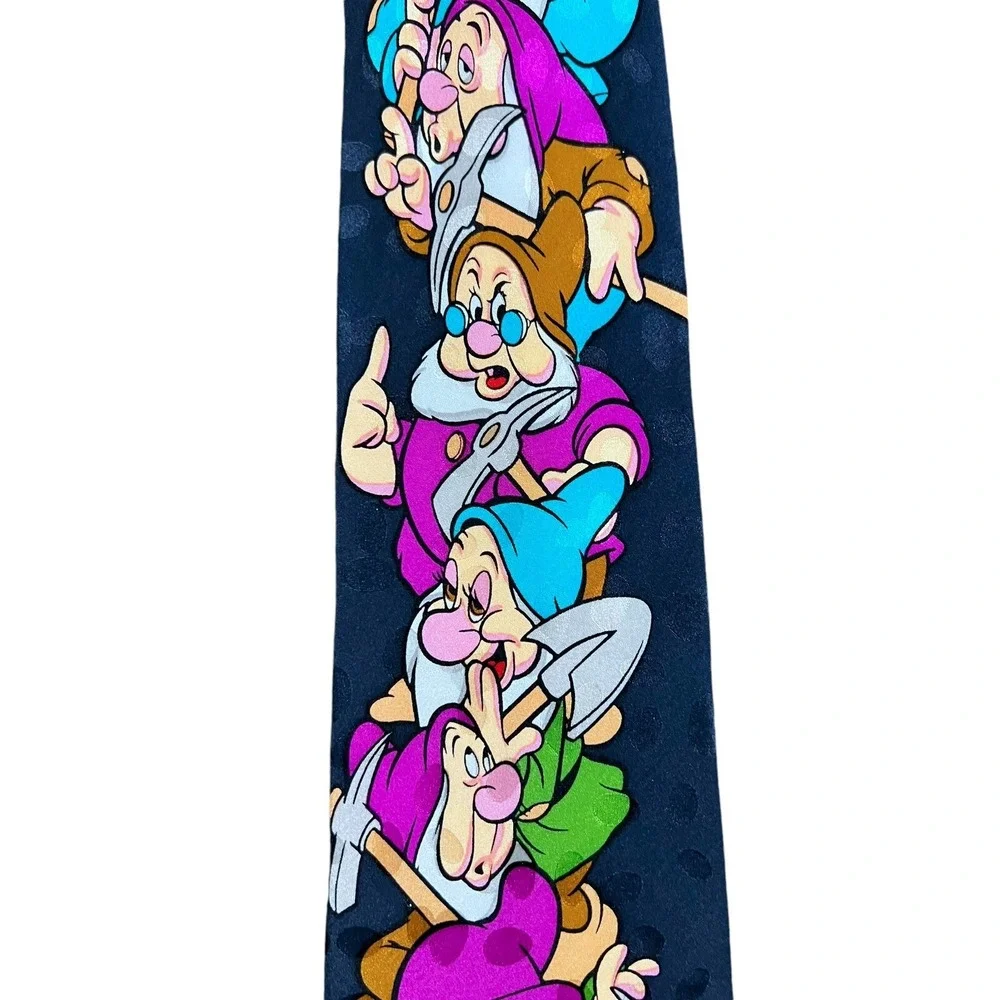 Vintage Disney Store The Seven Dwarfs 100% Silk Handmade Neck Tie #73469